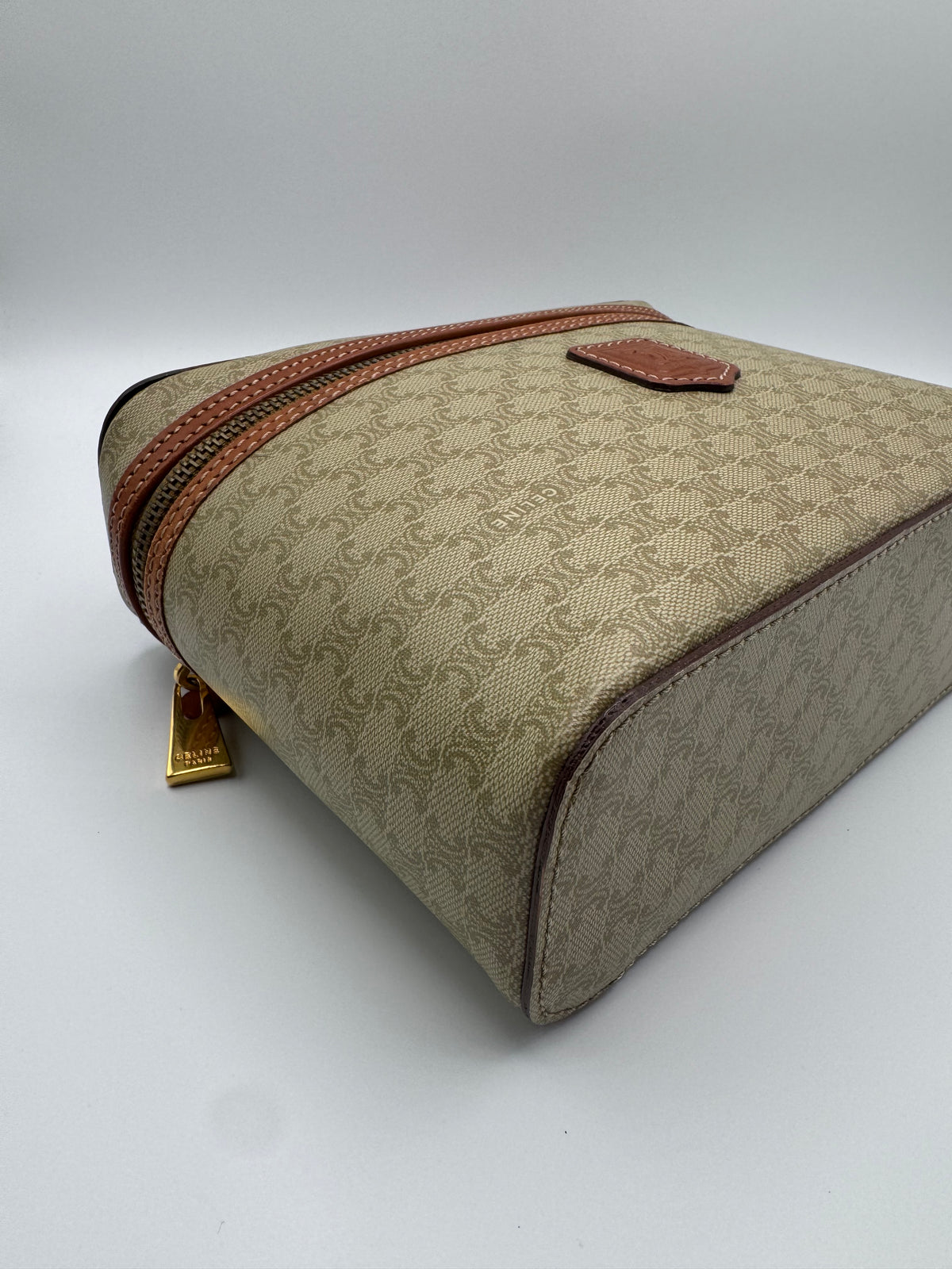 Vintage Celine Macadam Tan Vanity Bag