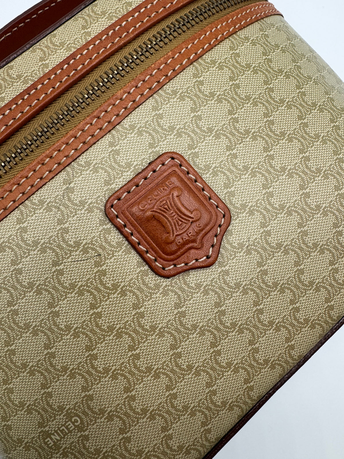 Vintage Celine Macadam Tan Vanity Bag