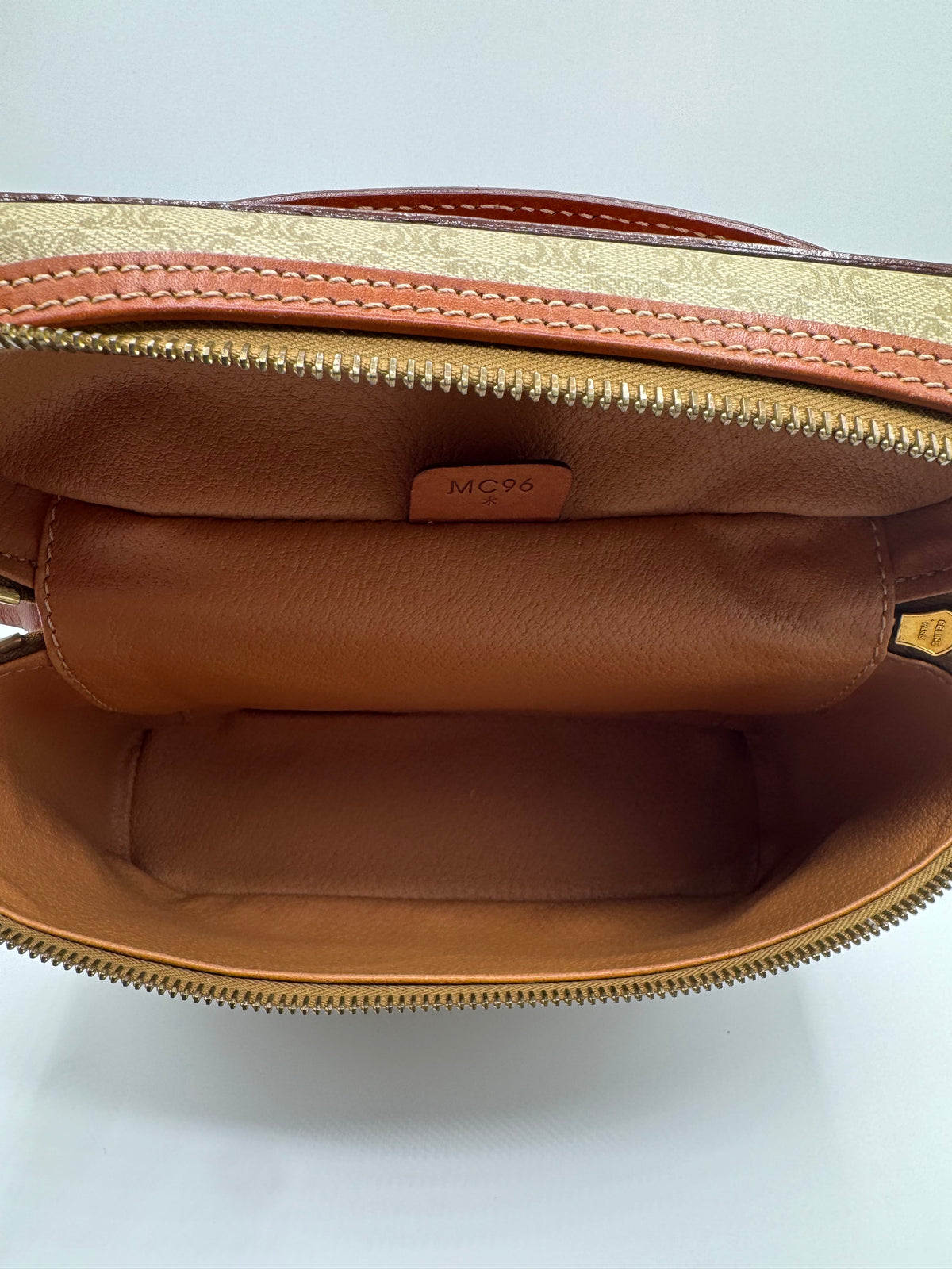 Vintage Celine Macadam Tan Vanity Bag
