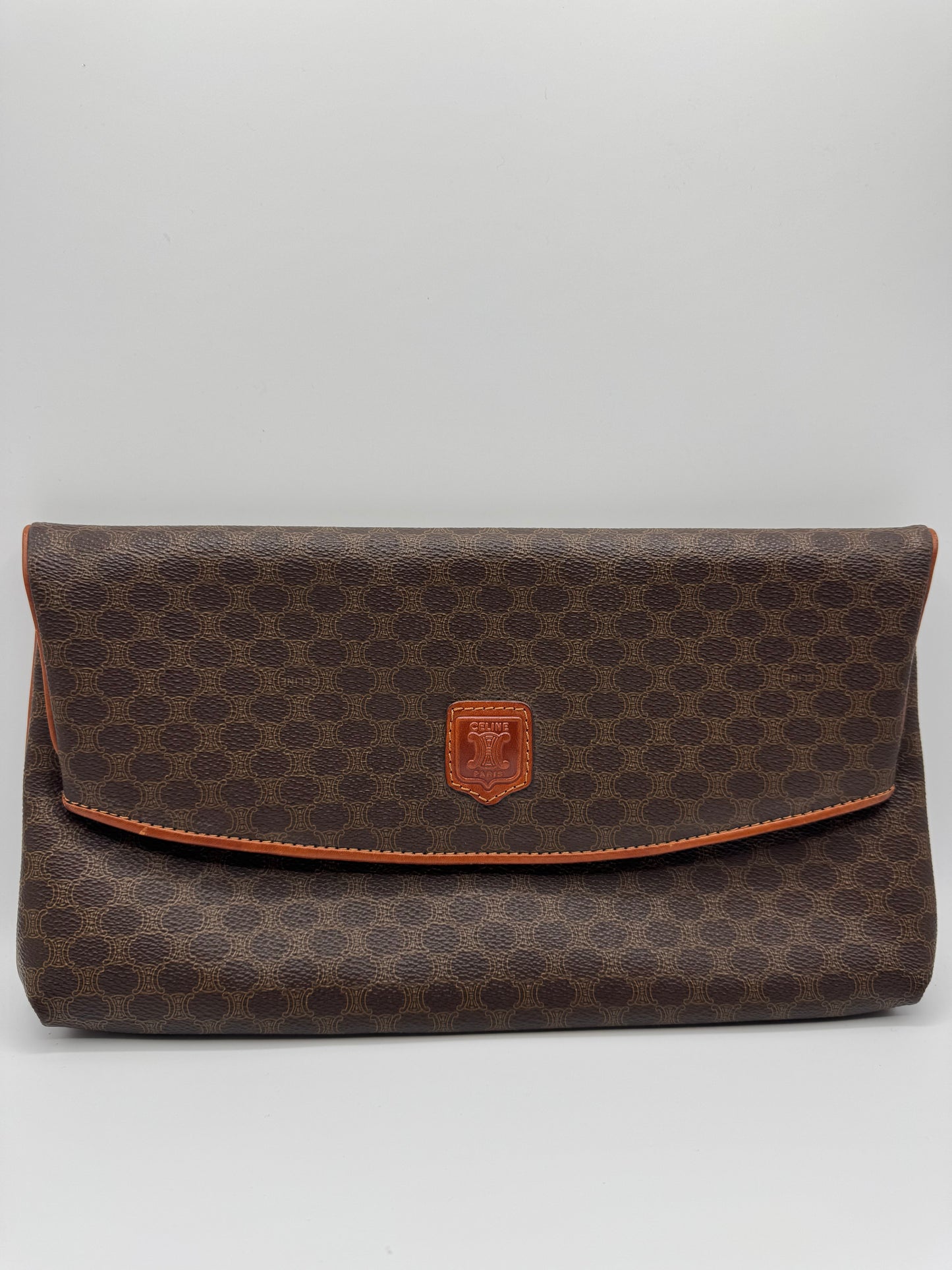 Vintage Celine Macadam Brown Clutch