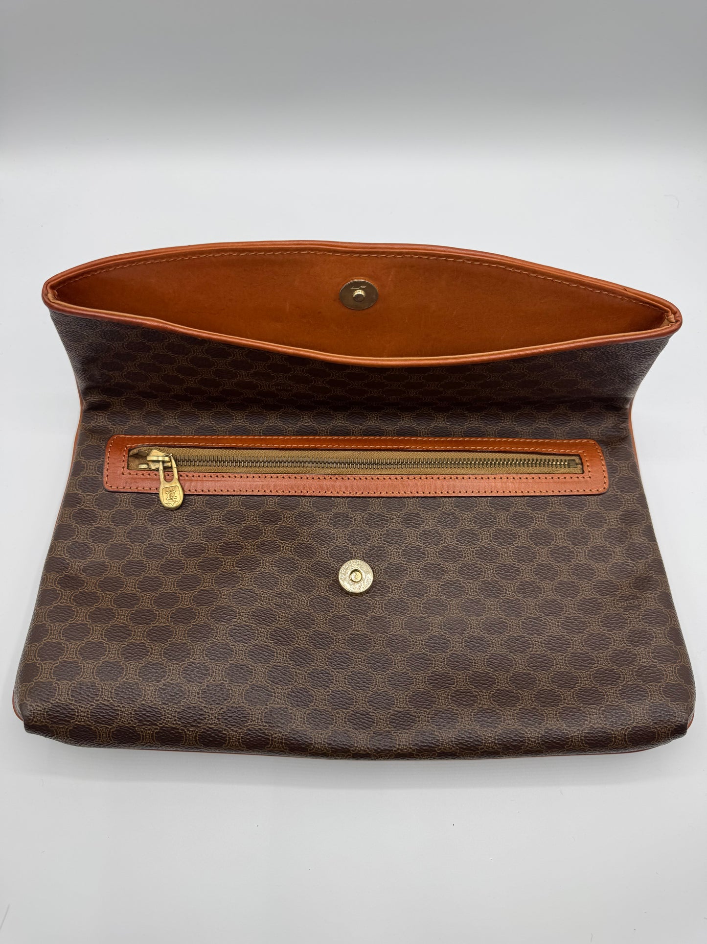 Vintage Celine Macadam Brown Clutch