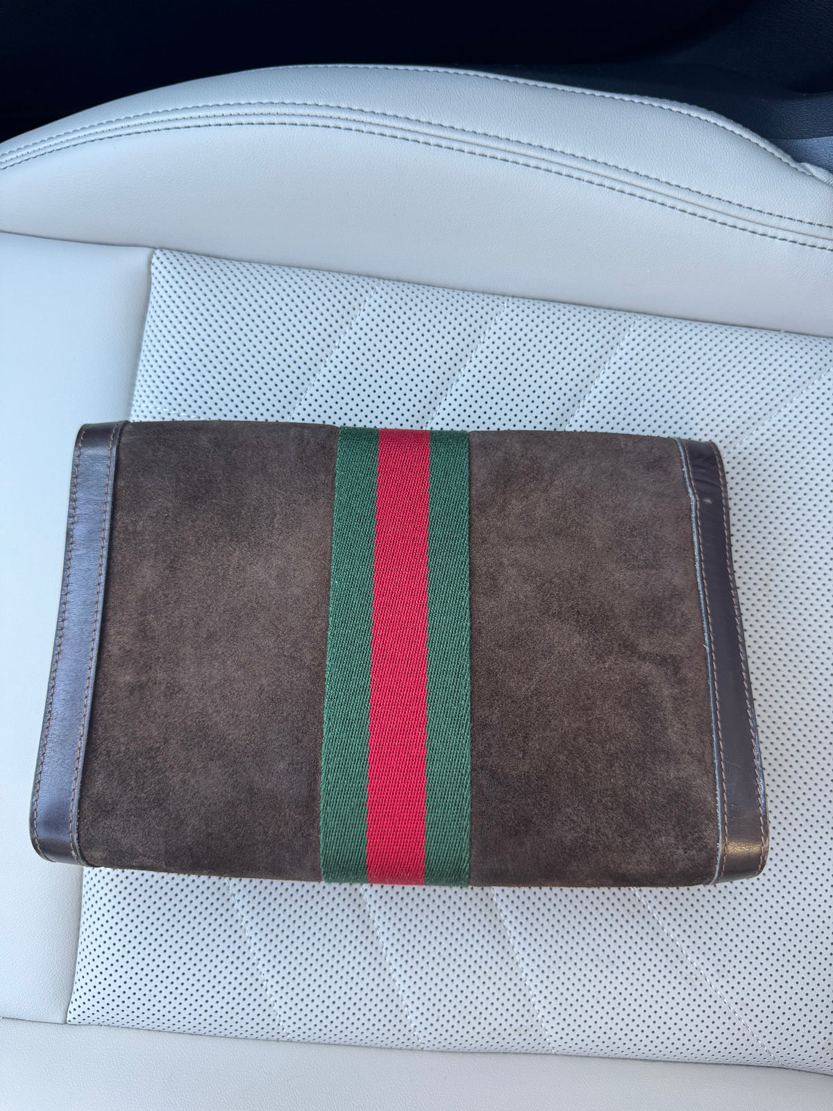 Vintage Gucci Brown Suede Clutch