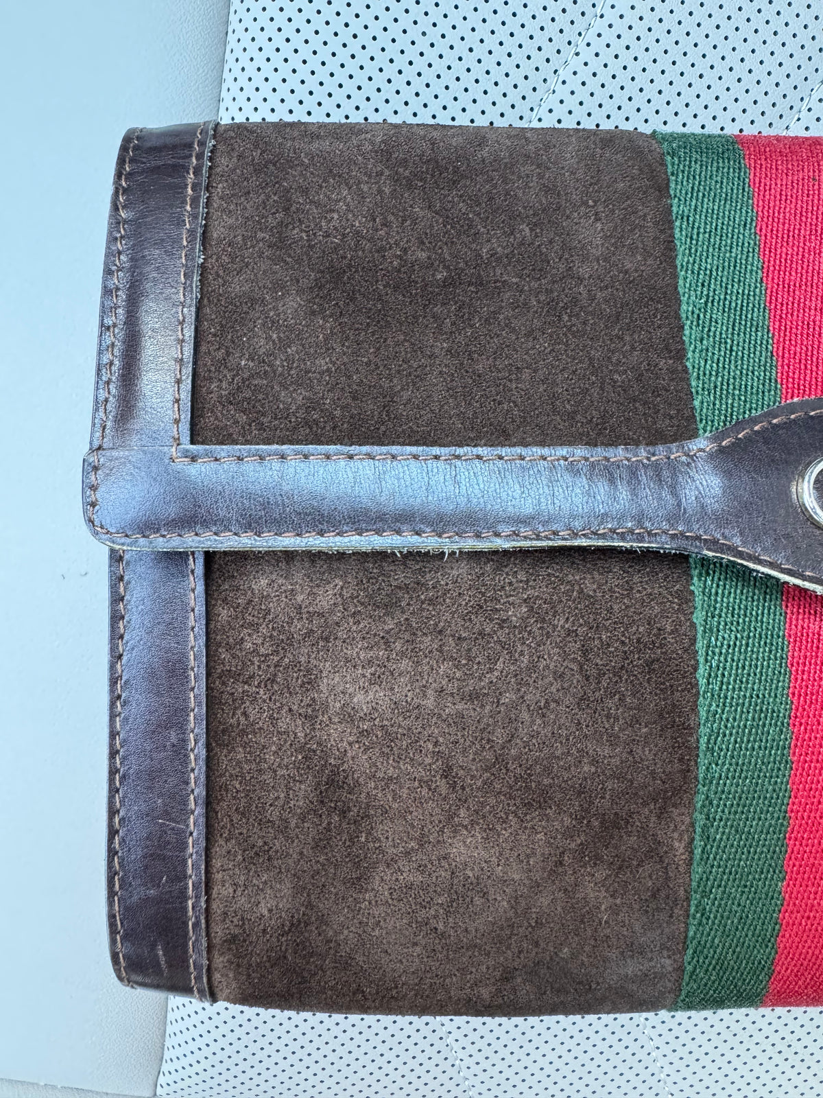Vintage Gucci Brown Suede Clutch