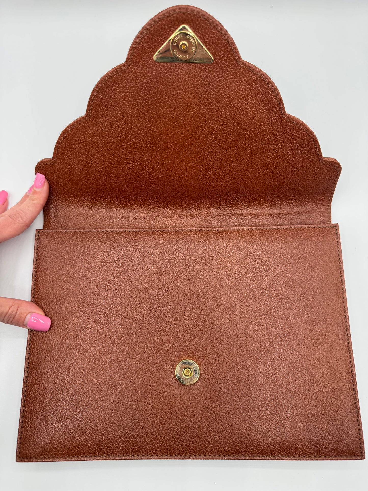 Vintage YSL Light Brown Leather Clutch