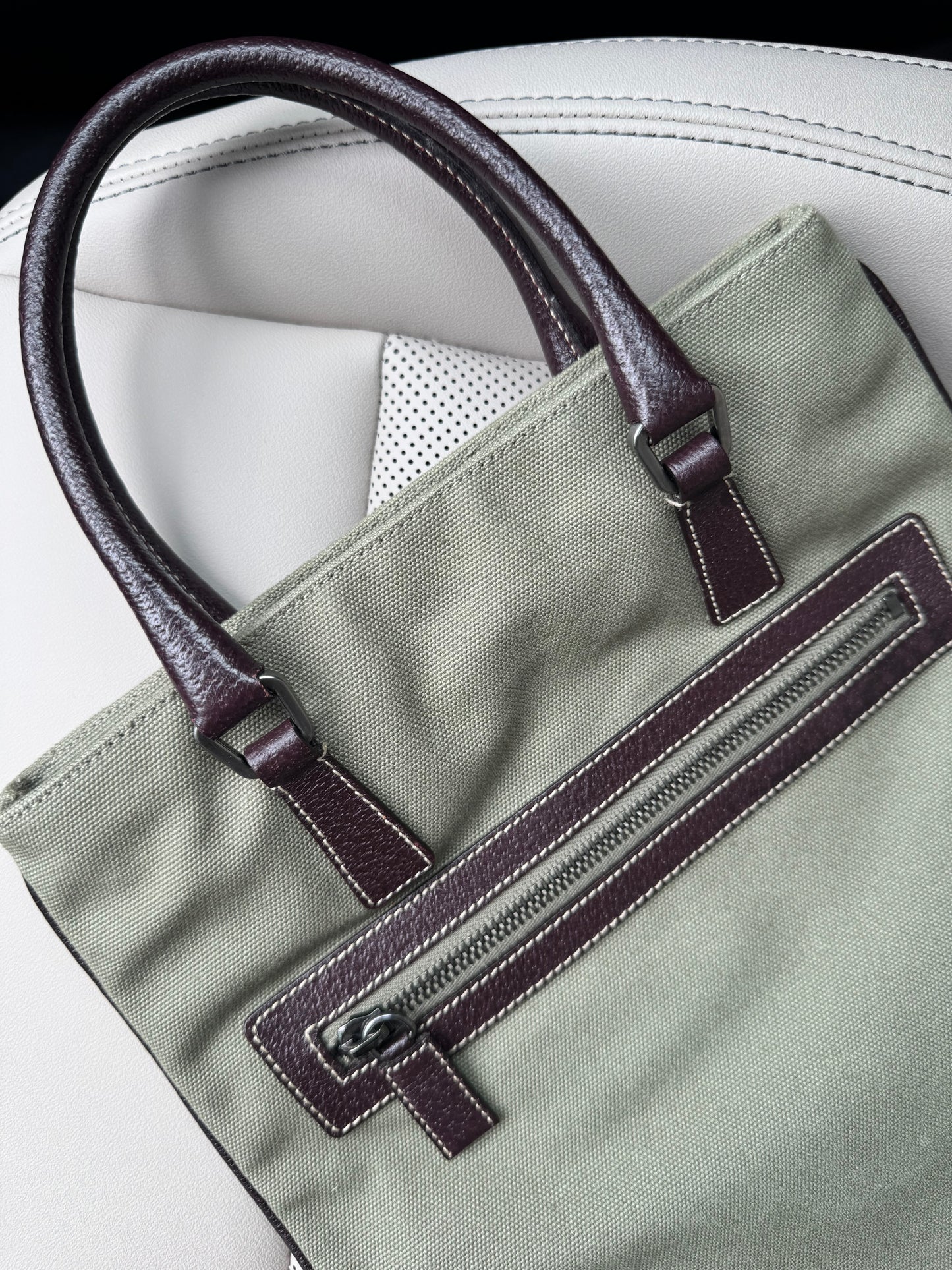 Vintage Prada Olive Canvas Tote