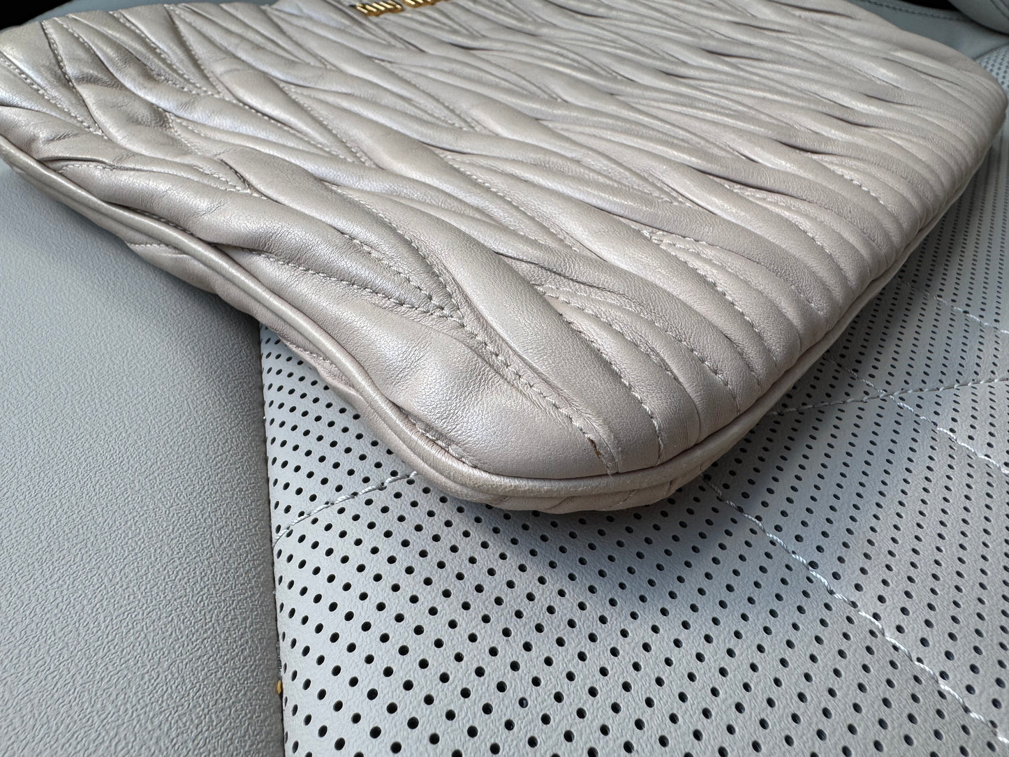 Miu Miu Beige Leather Clutch