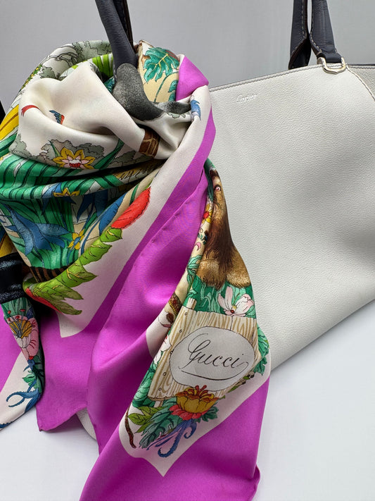 Vintage Gucci Silk Scarf- Pink