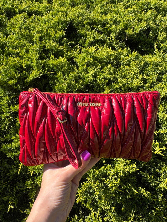 Miu Miu Red Patent Leather Clutch/Wristlet
