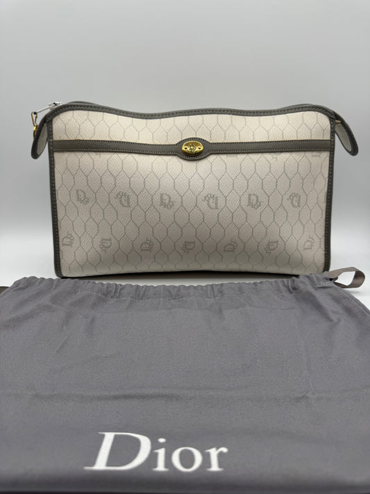 Vintage Dior White Clutch/Makeup Bag