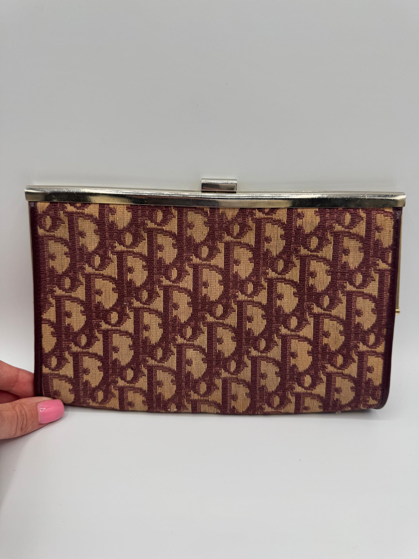 Vintage Dior Burgundy Trotter Clutch