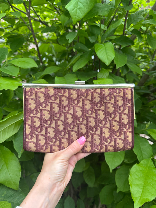 Vintage Dior Burgundy Trotter Clutch