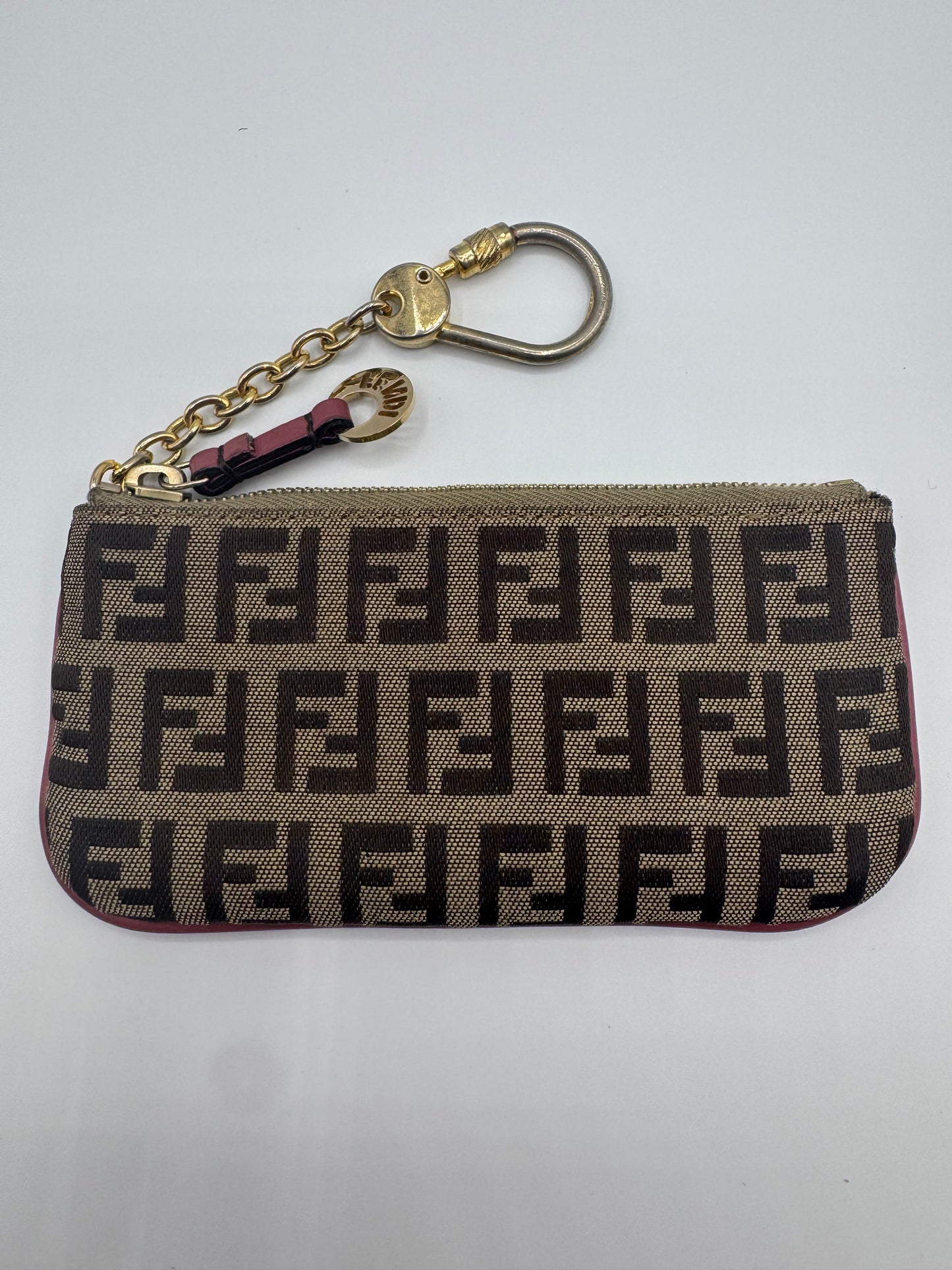 Vintage Fendi Pink & Tan Key Pouch