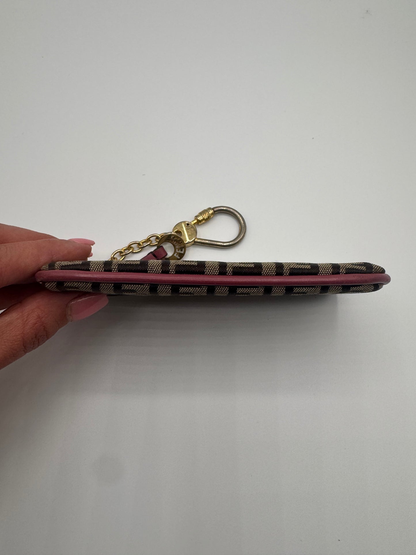 Vintage Fendi Pink & Tan Key Pouch