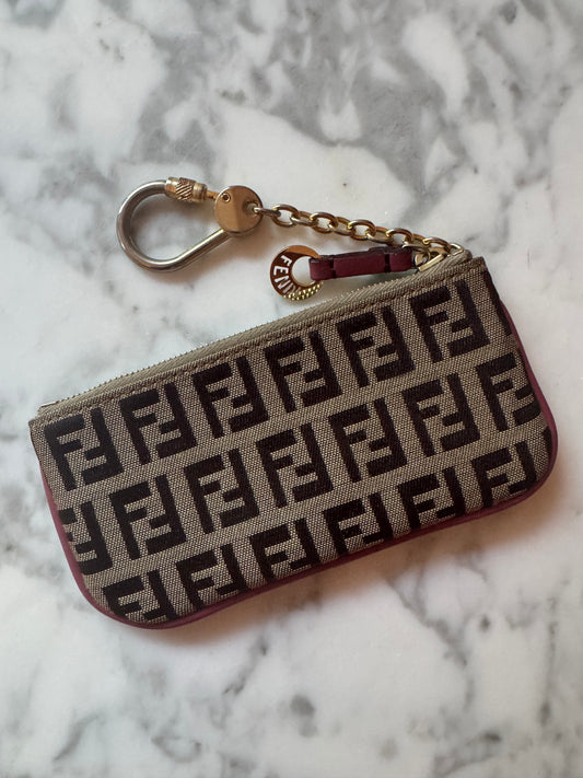 Vintage Fendi Pink & Tan Key Pouch