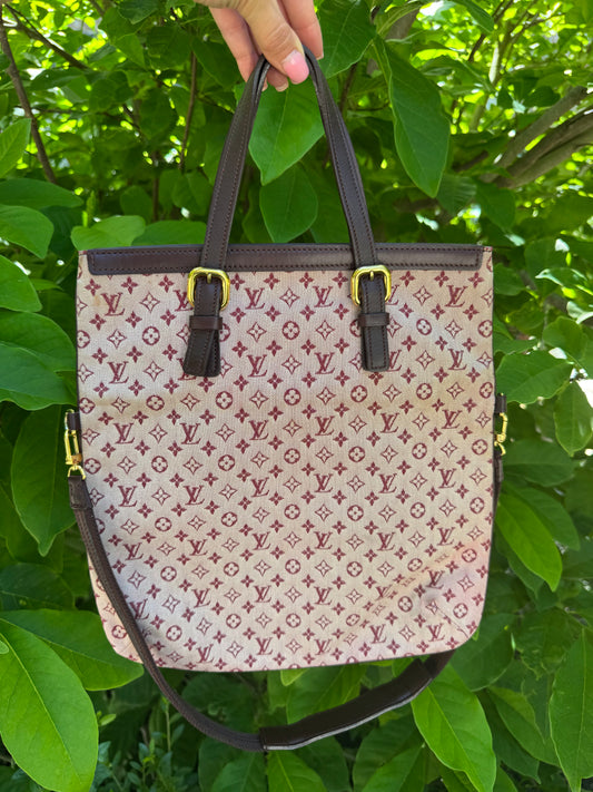 Vintage LV Denim Burgundy Tote