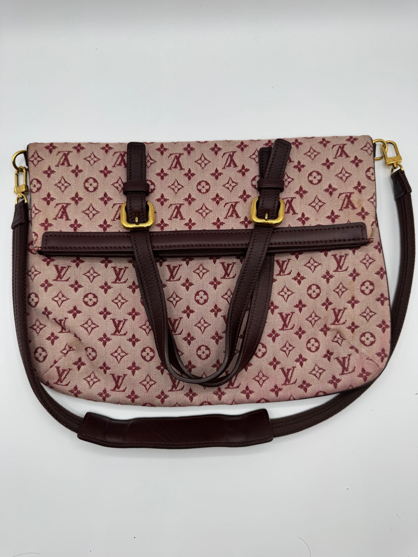 Vintage LV Denim Burgundy Tote