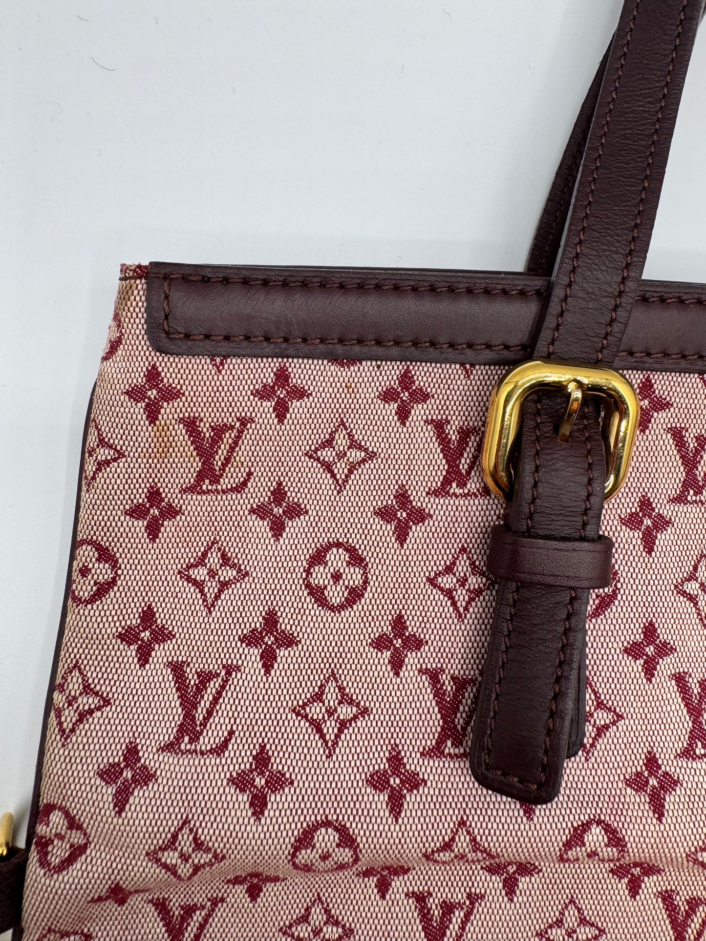 Vintage LV Denim Burgundy Tote