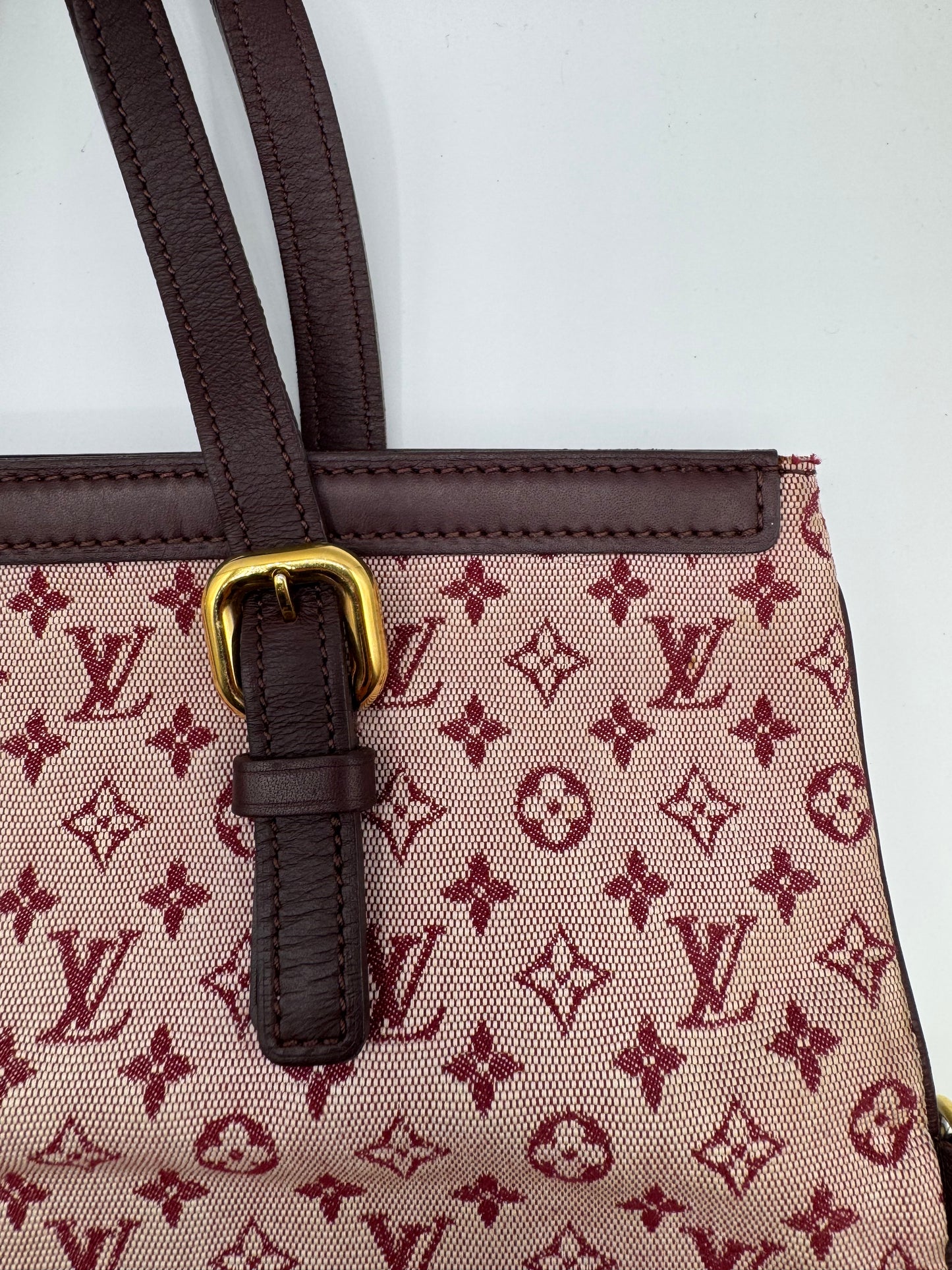 Vintage LV Denim Burgundy Tote
