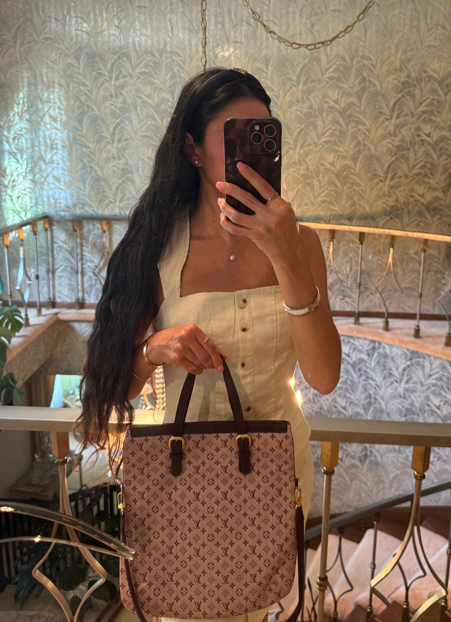 Vintage LV Denim Burgundy Tote
