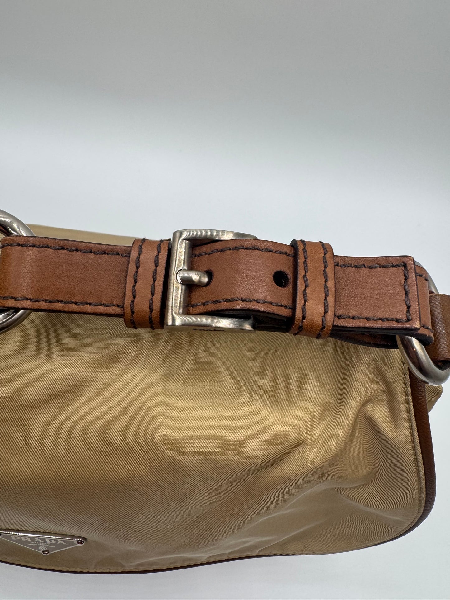 Vintage Prada Nylon Khaki Shoulder Bag