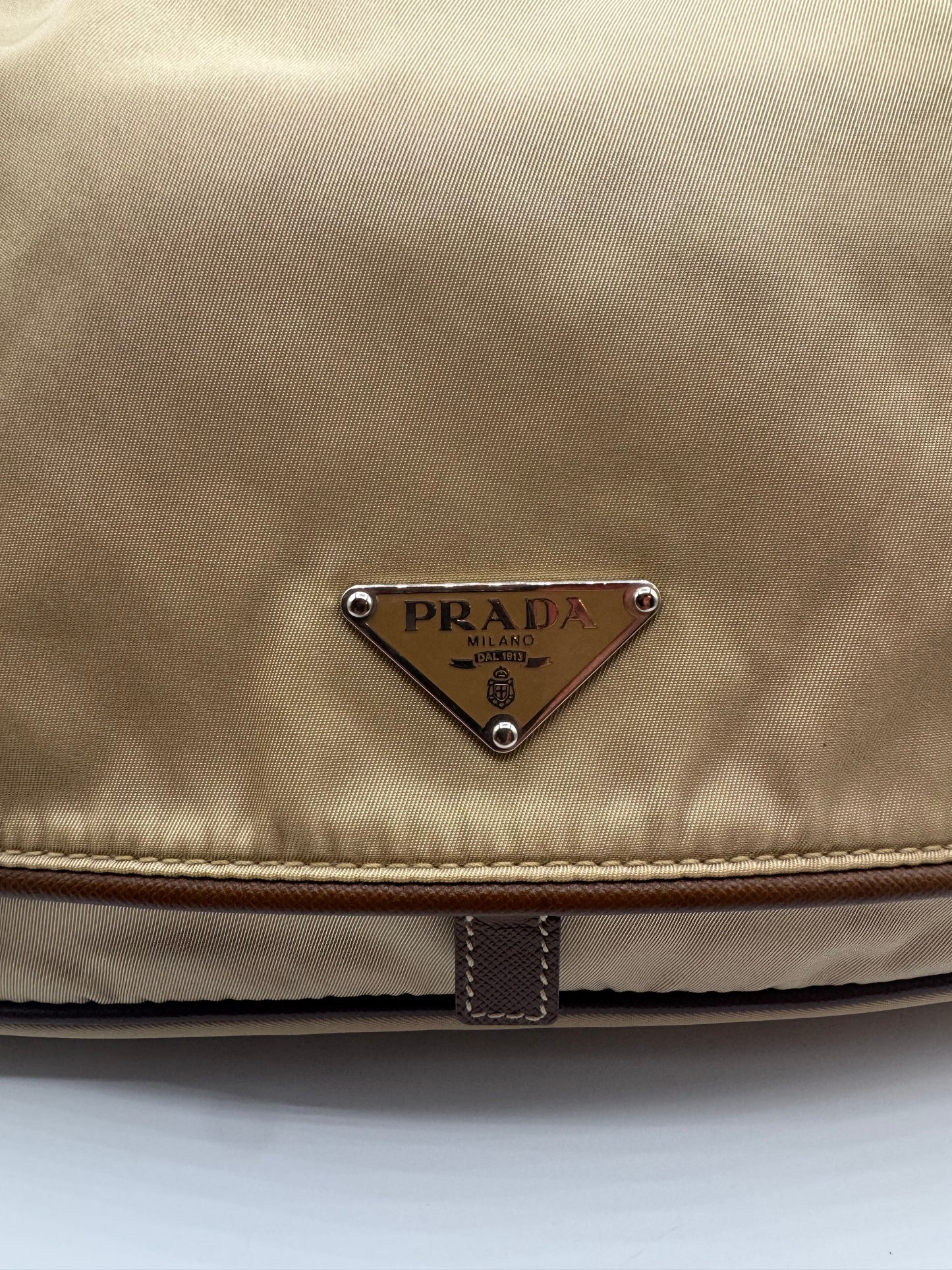 Vintage Prada Nylon Khaki Shoulder Bag