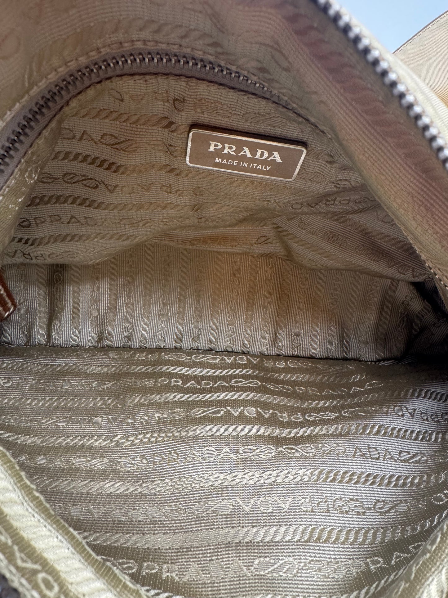 Vintage Prada Nylon Khaki Shoulder Bag