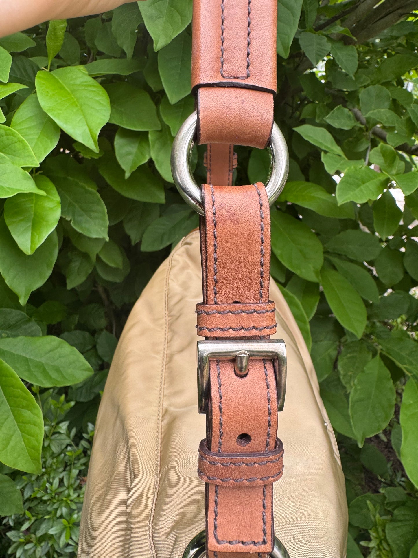 Vintage Prada Nylon Khaki Shoulder Bag