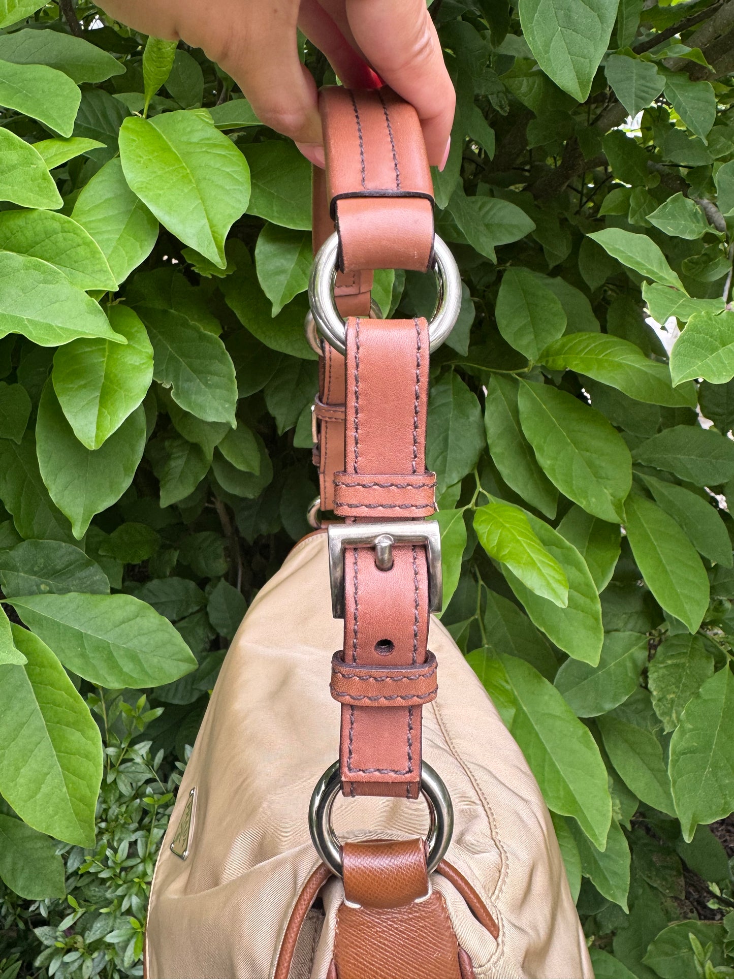 Vintage Prada Nylon Khaki Shoulder Bag