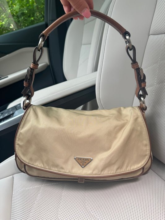 Vintage Prada Nylon Khaki Shoulder Bag