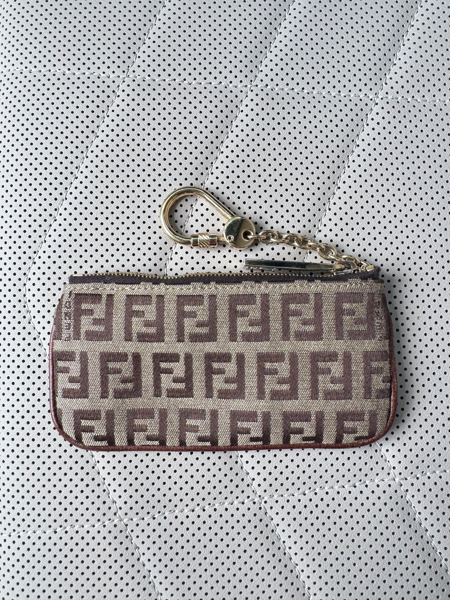 Vintage Fendi Zucchino Tan Key Pouch