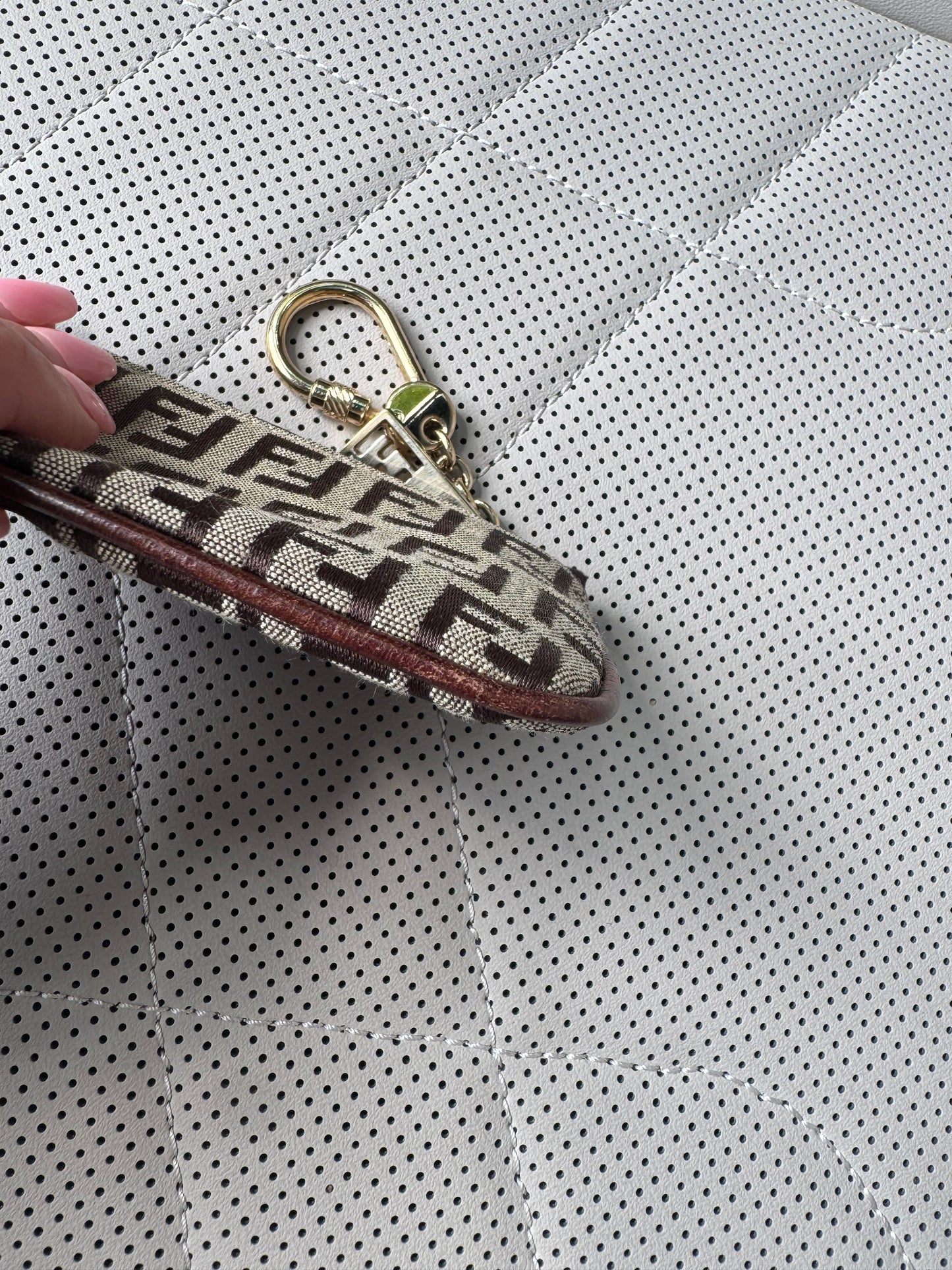Vintage Fendi Zucchino Tan Key Pouch