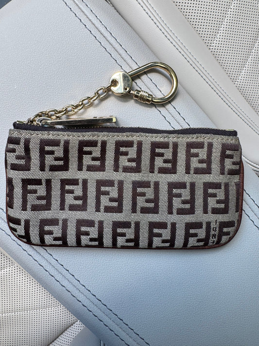 Vintage Fendi Zucchino Tan Key Pouch