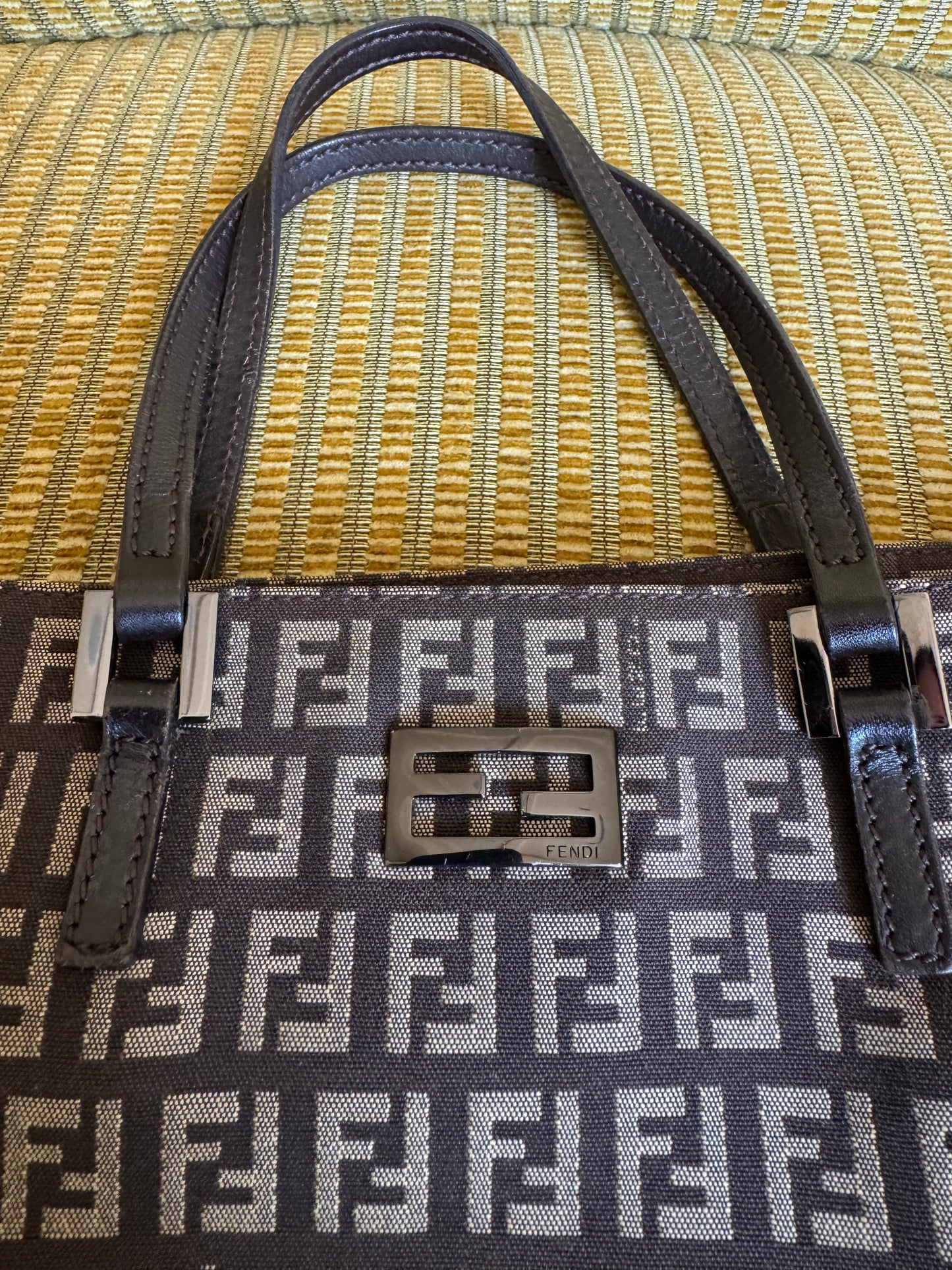 Vintage Fendi Brown Zucchino Tote Bag