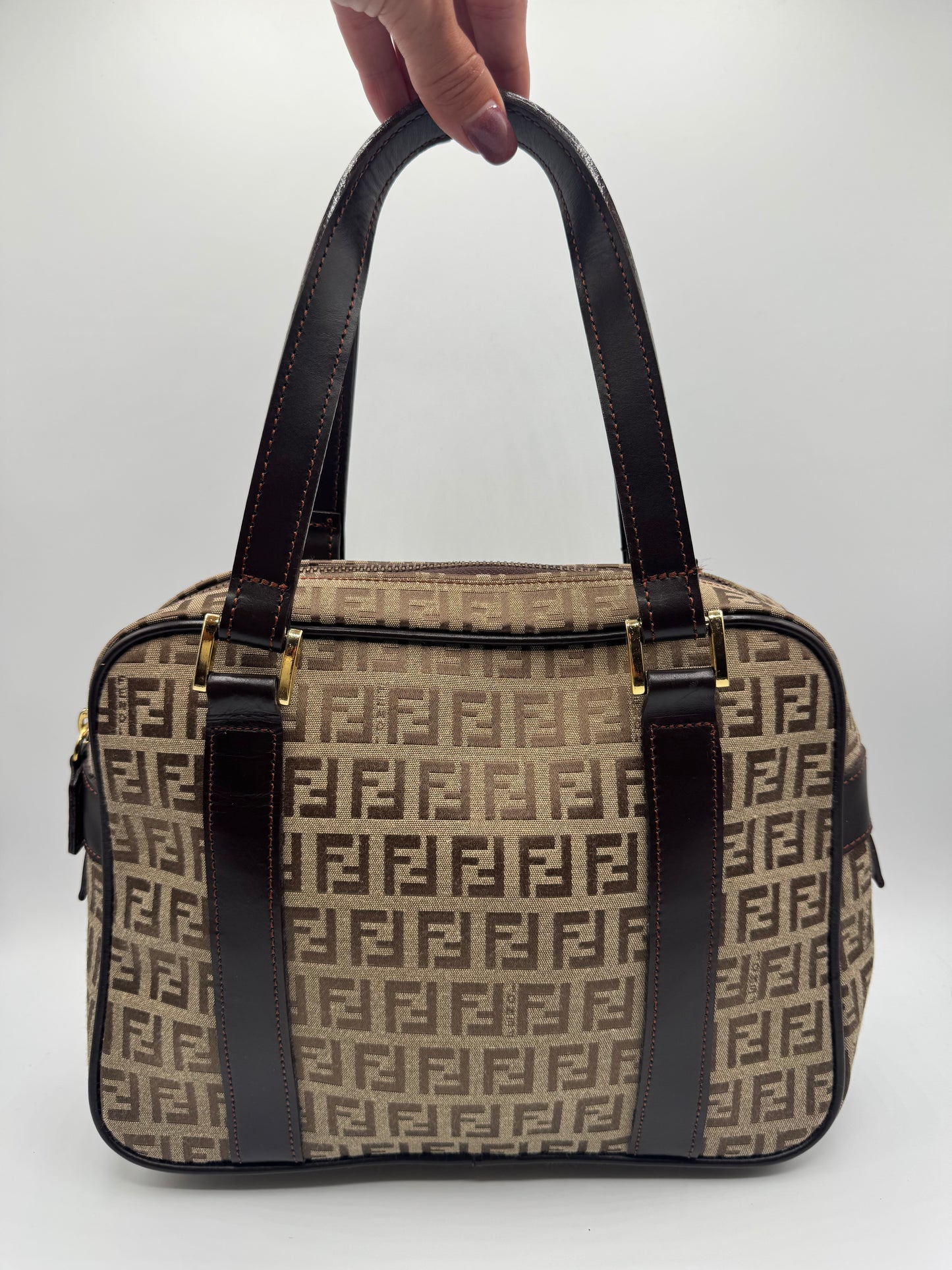 Vintage Fendi Zucchino Boston Bag