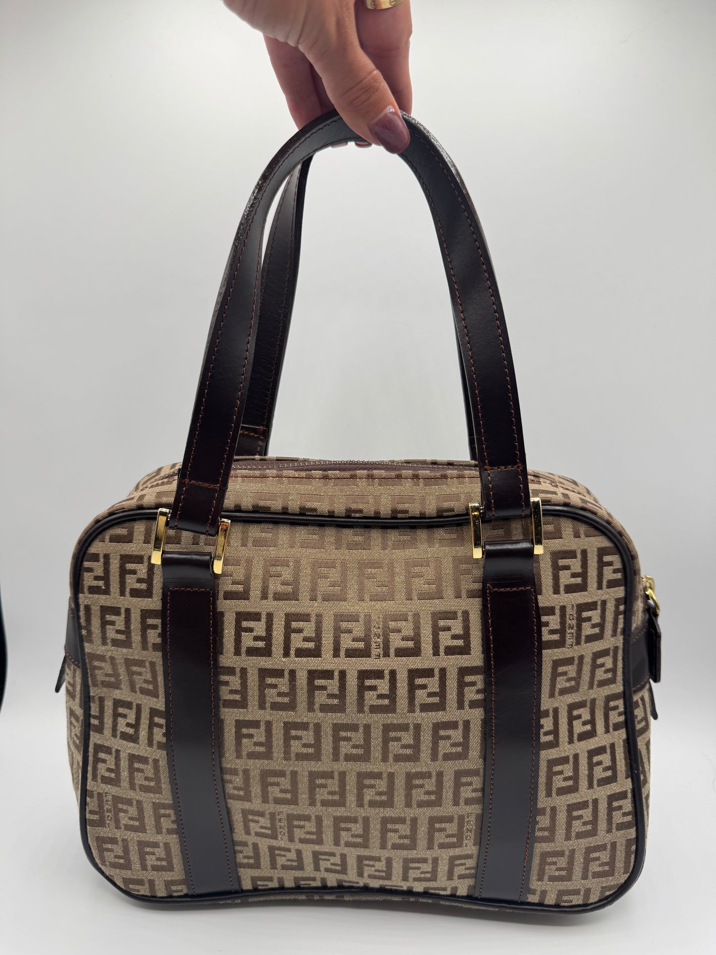 Vintage Fendi Zucchino Boston Bag