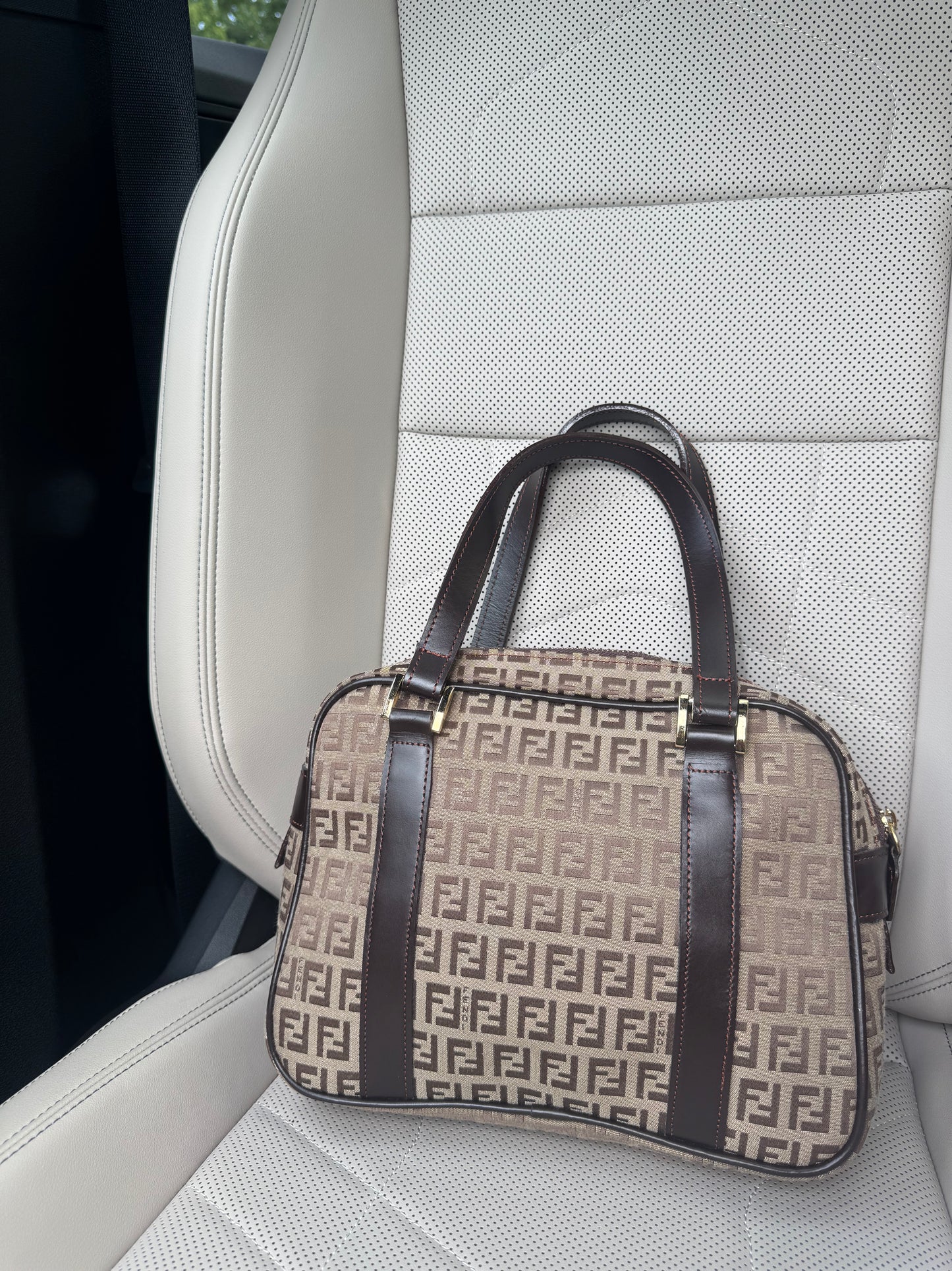 Vintage Fendi Zucchino Boston Bag
