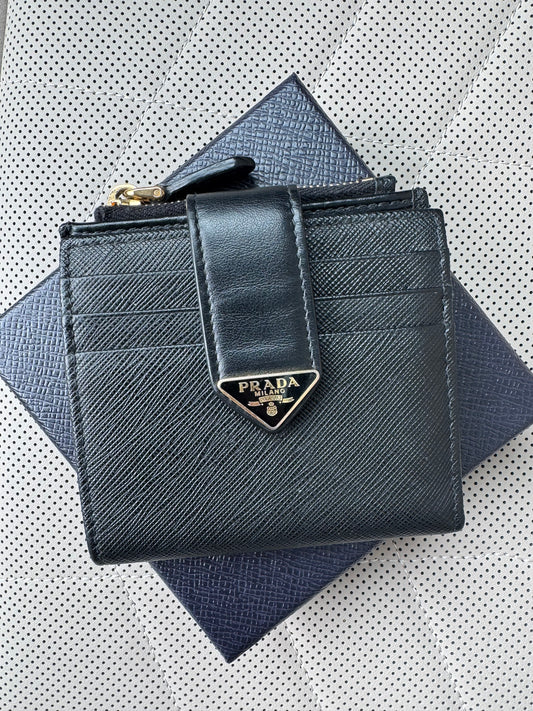 Prada Saffiano Black Leather Wallet