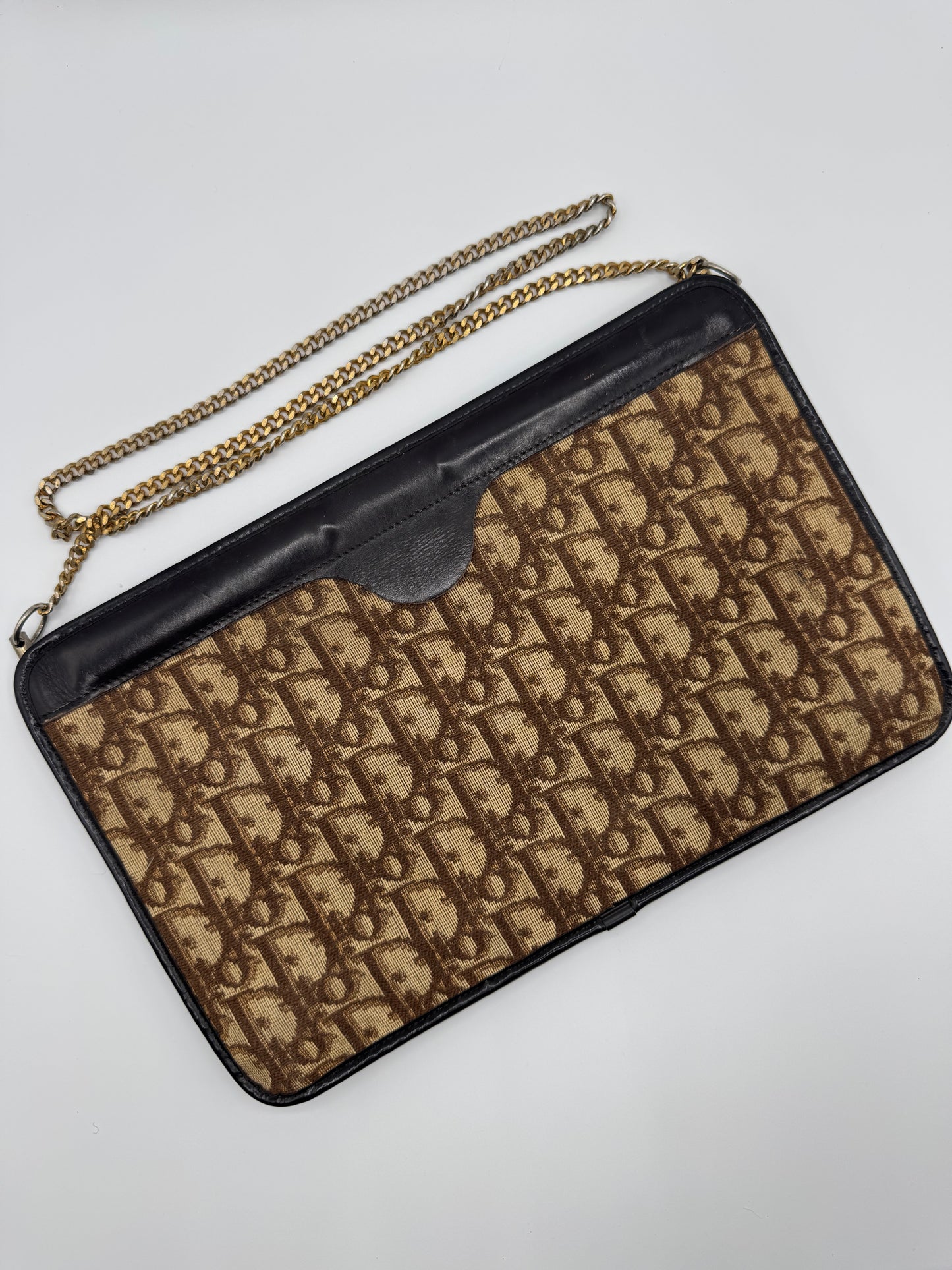 Vintage Dior Trotter Clutch on Chain- Brown