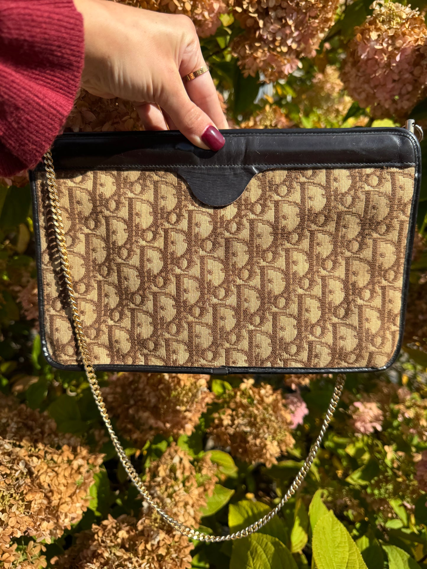 Vintage Dior Trotter Clutch on Chain- Brown