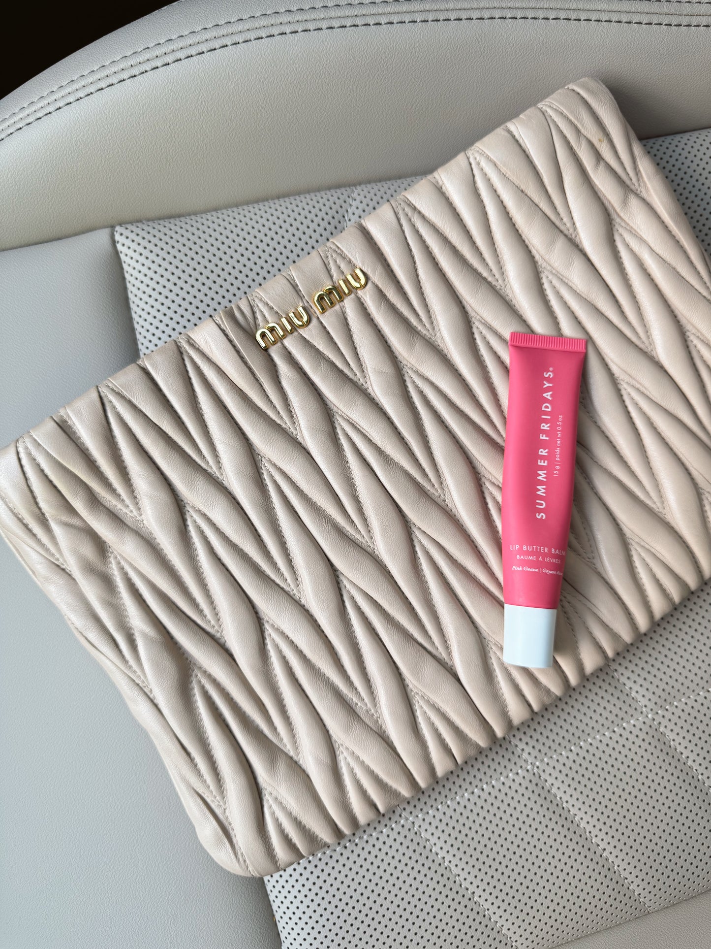Miu Miu Beige Leather Clutch